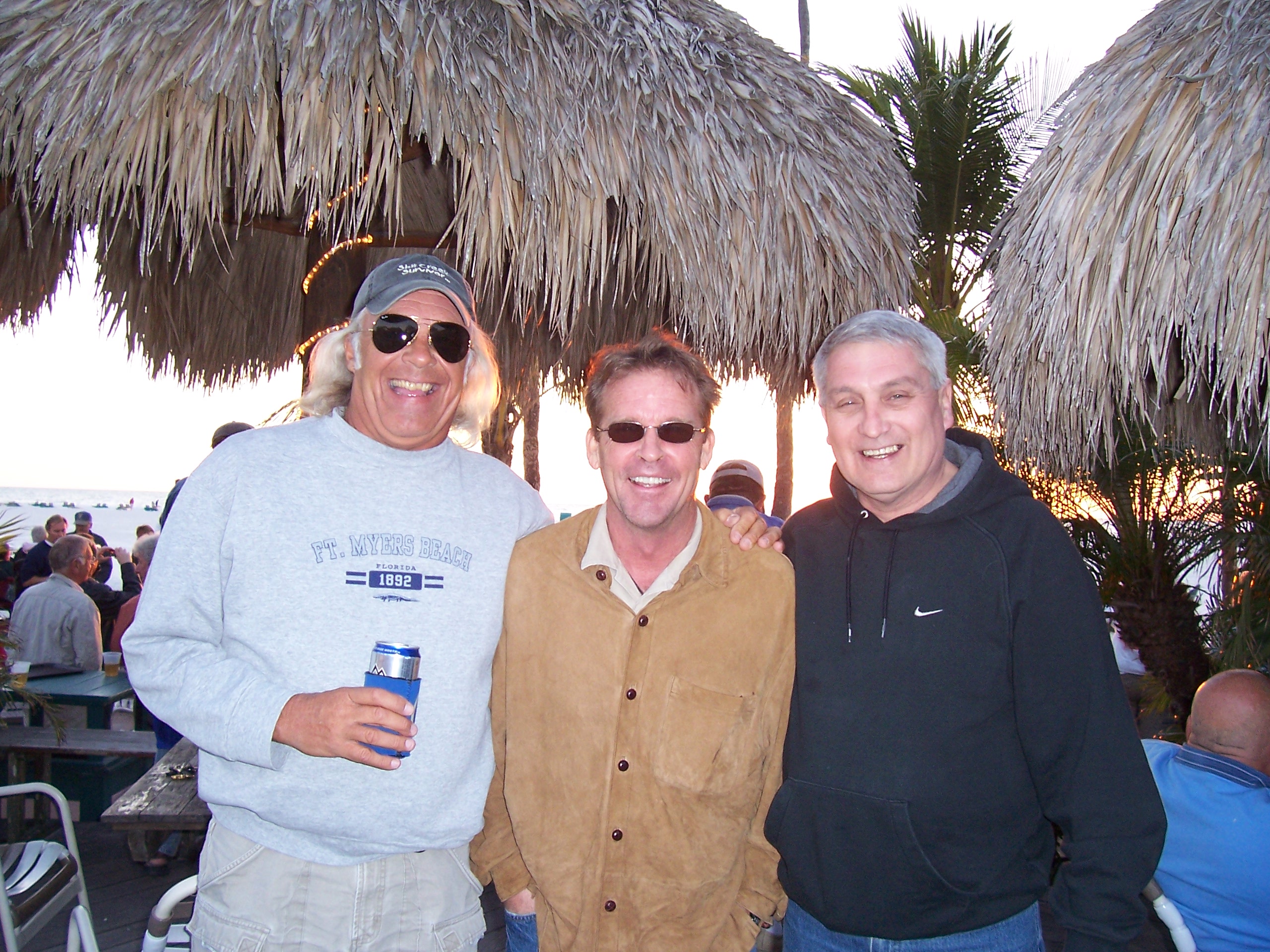 Bill Schmidt, Doug Janssen and Ric Olson at the Tiki Bar in Ft. Myers Beach
